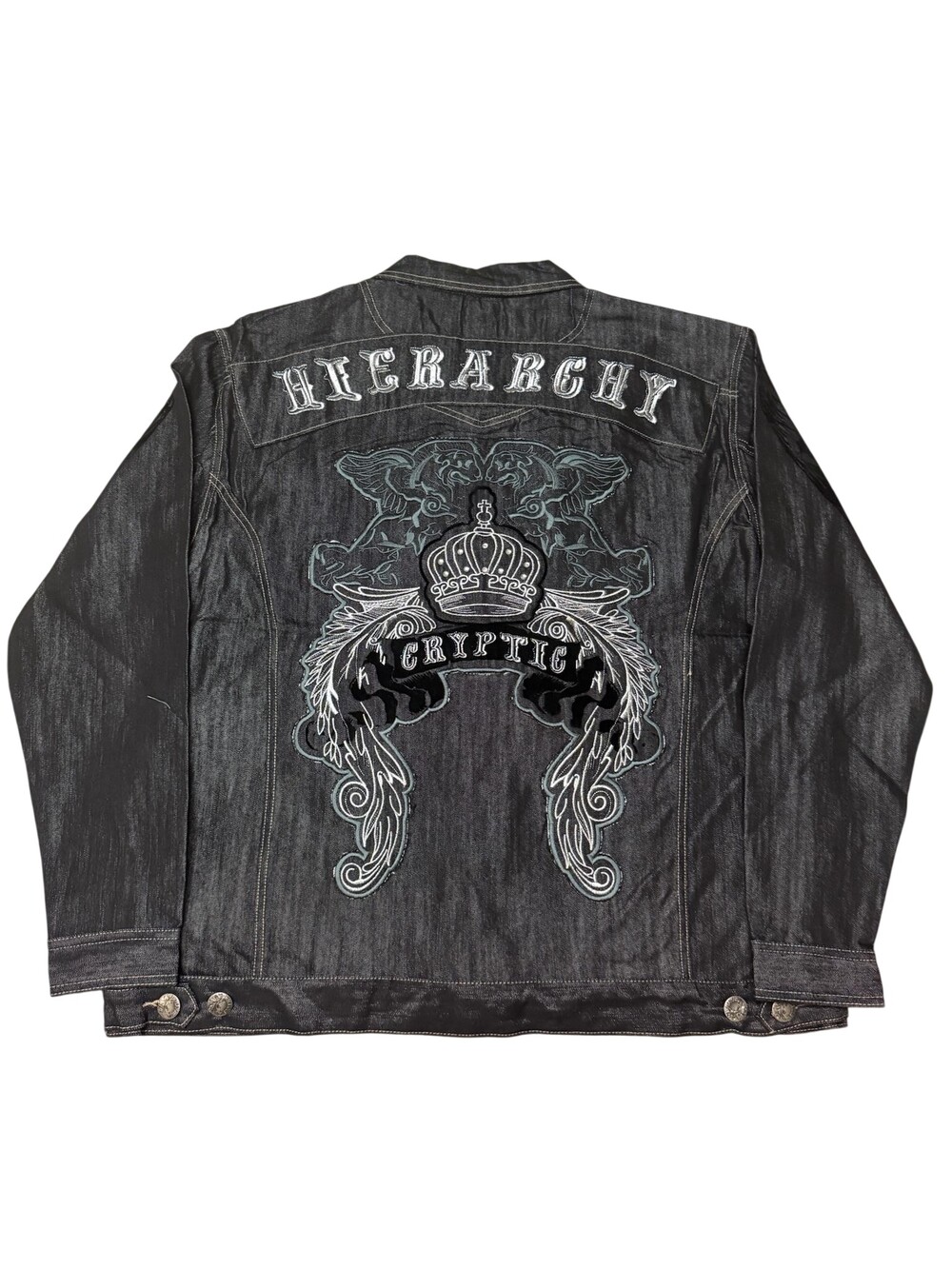 Y2k Imperious Jacket Mens Black Denim Embroidered wings jessie pinkman grunge